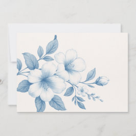 Elegante 3D Blauwe Bloemen, creëer je eigen Bedankkaart