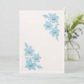 Elegante 3D blauwe bloemen op zachte achtergrond, Bedankkaart (Staand voorkant)