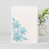 Elegante 3D blauwe bloemen op zachte achtergrond, Bedankkaart (Staand voorkant)