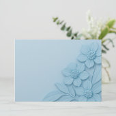 Elegante 3D blauwe bloemen op zachte achtergrond,  Bedankkaart (Staand voorkant)