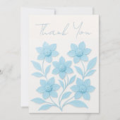 Elegante 3D blauwe bloemen op zachte achtergrond, Bedankkaart (Voorkant)