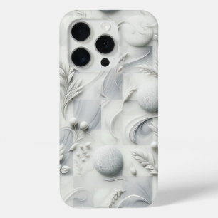 Elegante 3D-bloem-marmeren telefoonhoes - Witte re iPhone 15 Pro Case