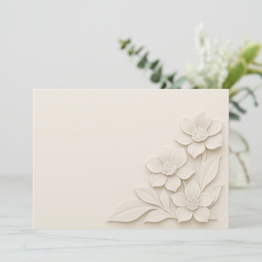 Elegante 3D bloemen op zachte achtergrond Bedankkaart (Staand voorkant)