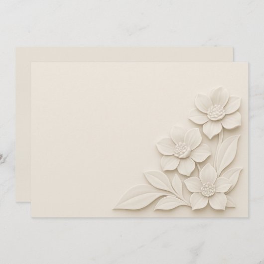 Elegante 3D bloemen op zachte achtergrond Bedankkaart (Voorkant / Achterkant)