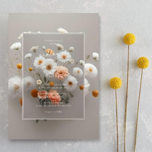Elegante 3D bloemrijke lijst witte bloemen bruilof Kaart