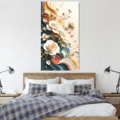 Elegante 3D gebeeldhouwde rozen Canvas Afdruk (Insitu (Slaapkamer))