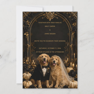 Elegante 3D Gouden Golden Retriever Halloween Brui Kaart