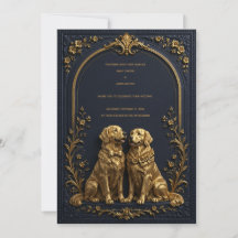 Elegante 3D Gouden Golden Retriever Trouw Uitnodig