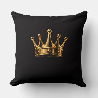 Elegante 3D Gouden Kroon op Zwart Kussen
