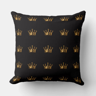 Elegante 3D Gouden Kroon op Zwart Kussen