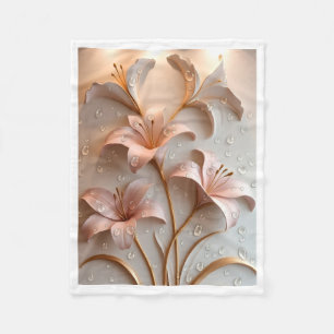 Elegante 3D-lelies met dauwdruppels fleece deken
