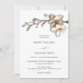 Elegante 3D Magnolia Bloem Bruiloft Kaart