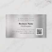 Elegante 3D-monogram & naam QR-code geborsteld zil Visitekaartje (Achterkant)