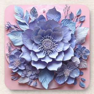 Elegante 3D papieren bloemschikking in pasteltinte Bier Onderzetter