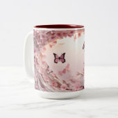 Elegante 3D Pastel Roze Vlinder Koffie Mok (Voorkant links)