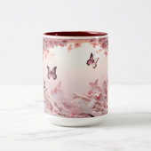 Elegante 3D Pastel Roze Vlinder Koffie Mok (Center)