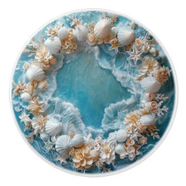 Elegante 3D ring van schelpen kust Keramische Knop