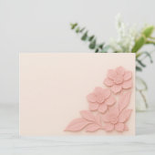 Elegante 3D roze bloemen op zachte achtergrond Bedankkaart (Staand voorkant)