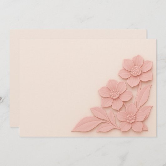 Elegante 3D roze bloemen op zachte achtergrond Bedankkaart (Voorkant / Achterkant)