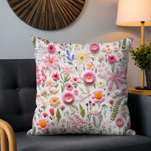 Elegante 3D Roze Bloemen Trendy Modern Chic Kussen