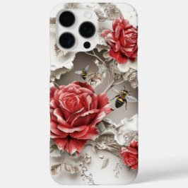 Elegante 3D-Rozen, bijen en botanische schoonheid iPhone 16 Pro Max Hoesje