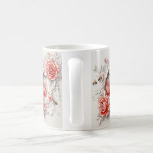 Elegante 3D-Rozen, bijen en botanische schoonheid Koffiemok