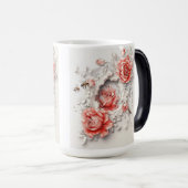 Elegante 3D-Rozen, bijen en botanische schoonheid Magische Mok (Voorkant rechts)