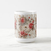 Elegante 3D-Rozen, bijen en botanische schoonheid Magische Mok (Midden)