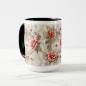 Elegante 3D-Rozen, bijen en botanische schoonheid Mok (Voorkant links)