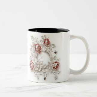 Elegante 3D-Rozen, bijen en botanische schoonheid Tweekleurige Koffiemok