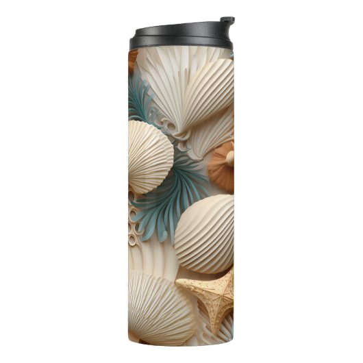 Elegante 3D stijl pastel schelpen Thermosbeker (Gedraaid links)