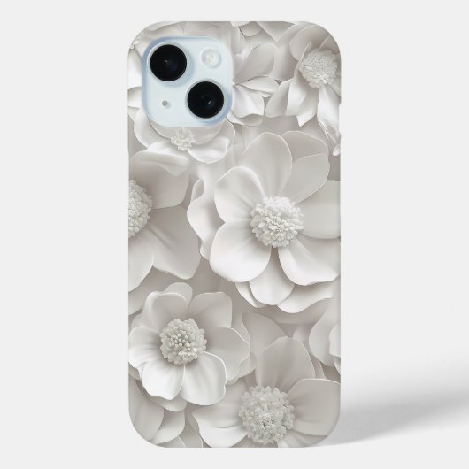 Elegante 3D Witte Bloemen Telefoonhoes Case-Mate iPhone Case (Achterkant)