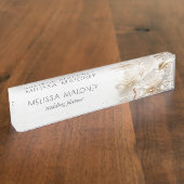 Elegante 3D witte gouden rozen Naambordje (Zijkant)