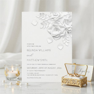 Elegante 3D witte papieren bloemen bloemige bruilo Kaart