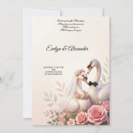 Elegante 3D Zwaan Bruid en Bruidegom Blush Roze Bl Kaart