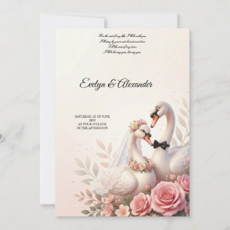 Elegante 3D Zwaan Bruid en Bruidegom Blush Roze Bl Kaart