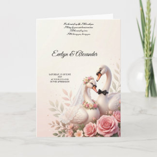 Elegante 3D Zwaan Bruid en Bruidegom Blush Roze Bl Kaart