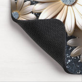 Elegante 3D zwart en gouden bloemen Muismat (Hoek)