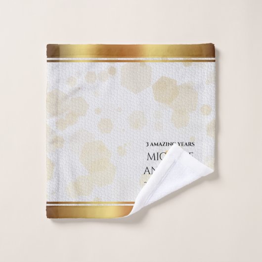 Elegante 3e lederen bruiloft Jubileum badhanddoek Bad Handdoek (Wasdoekje)
