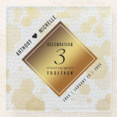 Elegante 3e lederen huwelijksverjaardag glazen onderzetter (Voorkant)