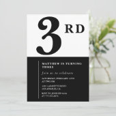 Elegante 3e verjaardag uitnodiging Black Chic Mode (Staand voorkant)