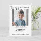 Elegante 3e verjaardag uitnodigingen Boy Photo (Staand voorkant)