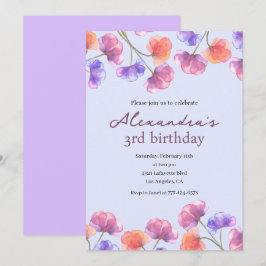Elegante 3e verjaardagsuitnodigingen Boho Bloem Ch Kaart