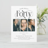 Elegante 40 3 fotocollage 40e verjaardag kaart (Staand voorkant)