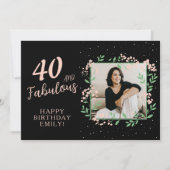 Elegante 40 en Fabulous Flower 40th Birthday Foto Kaart (Voorkant)