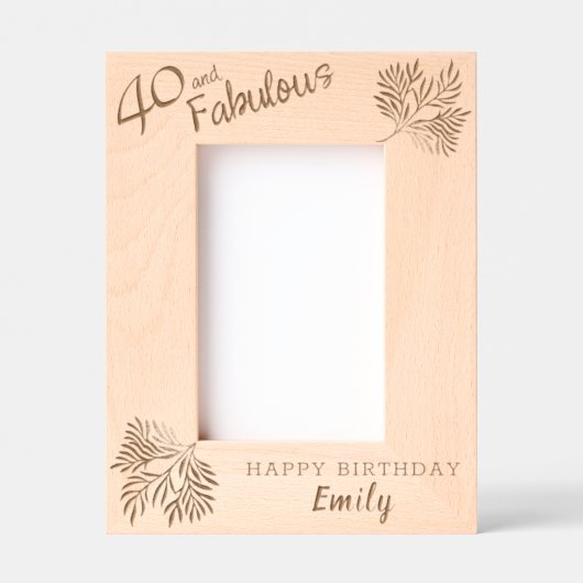 Elegante 40 en Fabulous Foliage 40e verjaardag Gegraveerde Lijstjes (Voorkant)