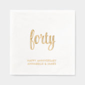 Elegante 40e bruiloft Jubileum Gold Foil servetten (Voorkant)