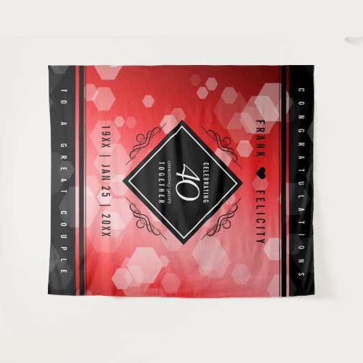 Elegante 40e robijn bruiloft jubileumviering wandkleed (Voorkant (horizontaal))