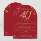 Elegante 40e robijn huwelijksfeest kaart (Voorkant / Achterkant)