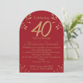 Elegante 40e robijn huwelijksfeest kaart (Staand voorkant)